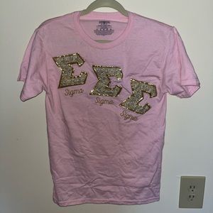 Tri Sigma shirt with stitched lettering, size S